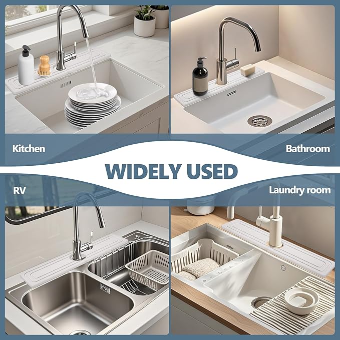Faucet Mat for Kitchen Sink, Rapidly Absorbing Diatomite Fast Drying Stone