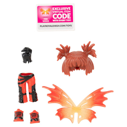 Royale High 3 Inch Fire Fairy Fashion Doll - 1 Figure with 9 Fashion Accessories - Virtual Item Code Included - Series 1 - Ages 5+