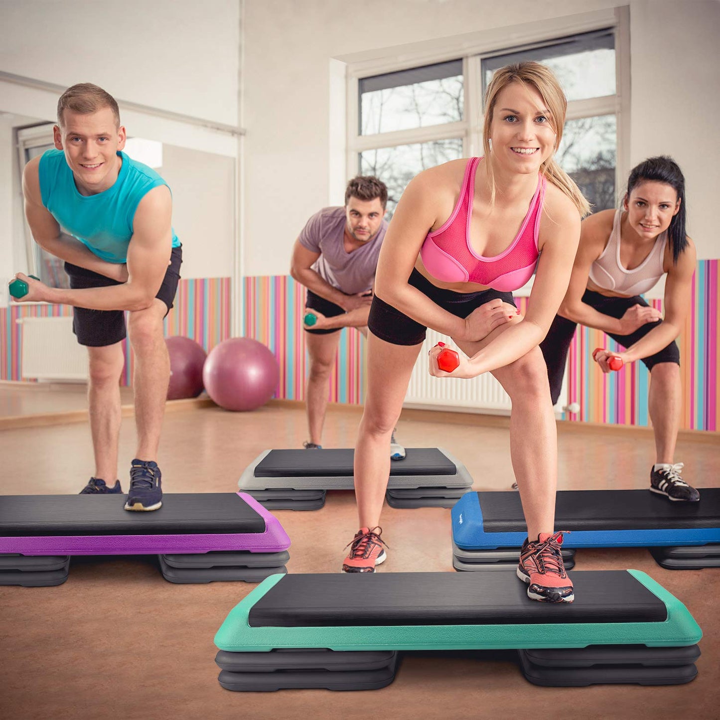 Yes4All 2-in-1 Adjustable Aerobic Step Platform Fitness Exercise Stepper with Rocker Balance Board Legs for Home Workout, Step Exercise & Balance Training