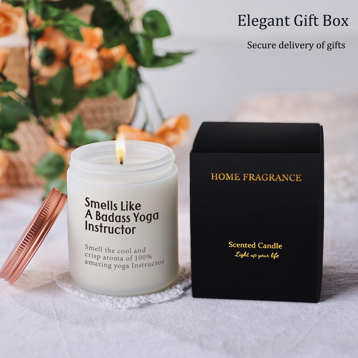 Funny Yoga Instructor Gift Badass Yoga Teacher Lover Gifts for Women Candle Unique for Wellness Coach Lavender Scented