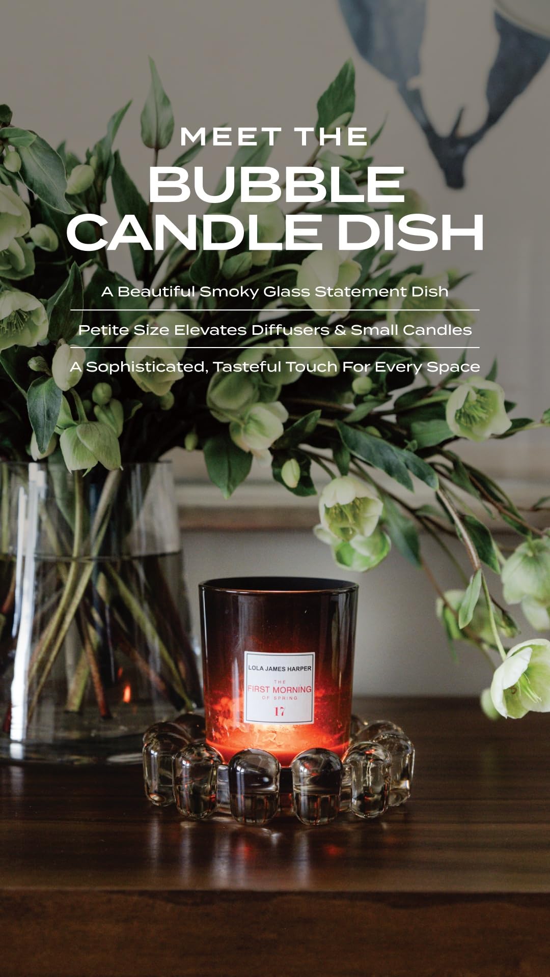 Alice Lane Original Bubble Candle Dish – Chic Amber Glass Candle Dish for Home Decor – Decorative Modern Candle Holder for Small Candles & Diffusers