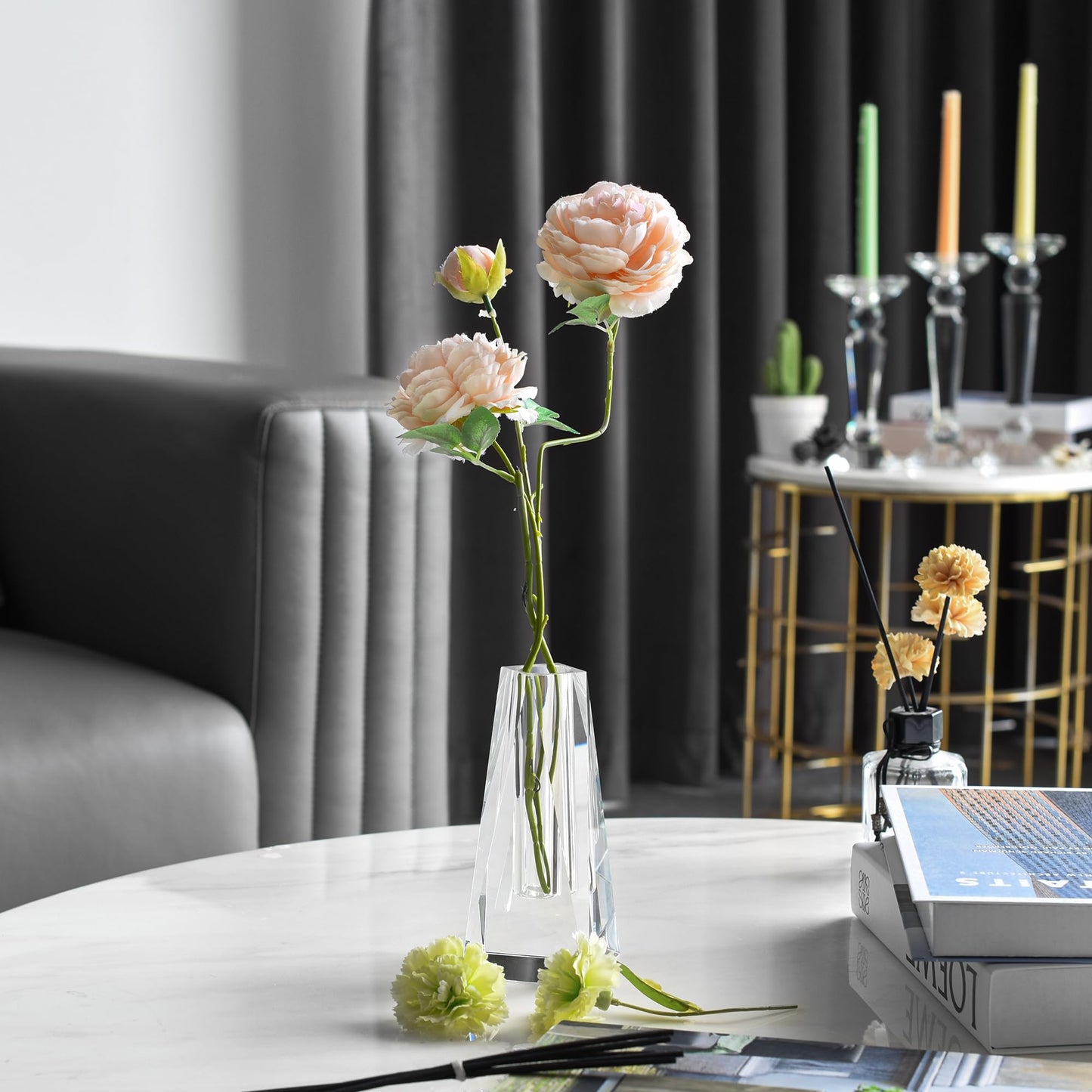 Kitcom Small Crystal Flower/Bud Vase 6.3Inch, Elegant Floral Display for Home & Weddings, Comes with Gift Box