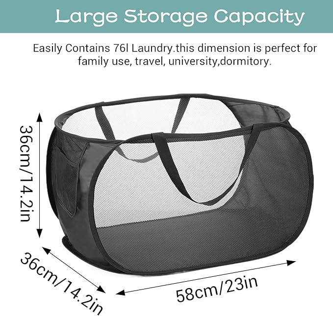 4 Pcs Popup Mesh Laundry Basket, Collapsible Laundry Hamper