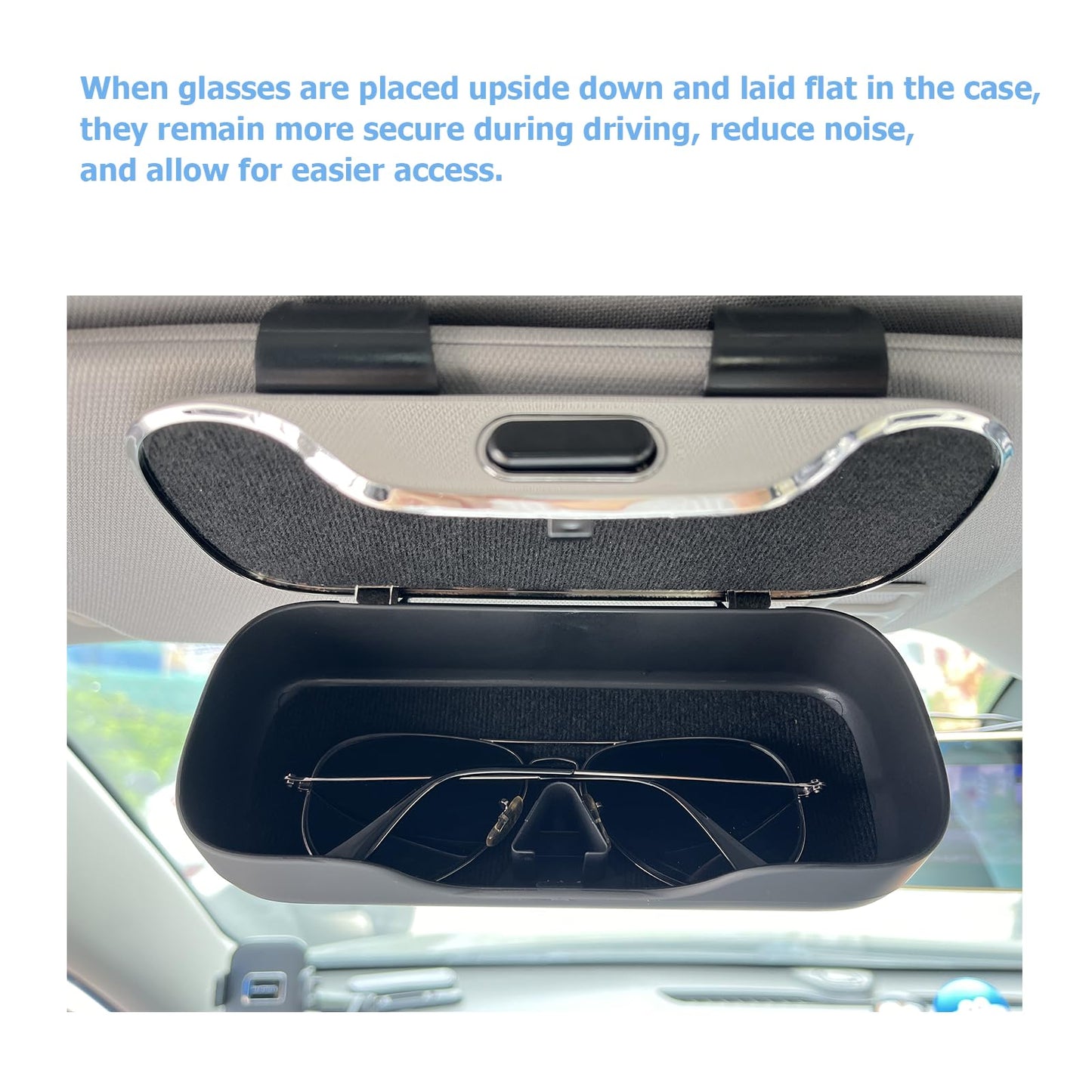 GDQ Sunglass Holder for Car Visor Clip Glasses Case Car Sunglasses Case for Car Sun Visor Glasses Storage Box Car Sunglass Holder Car Visor Accessories Universal for SUV Sedan Truck (Black)