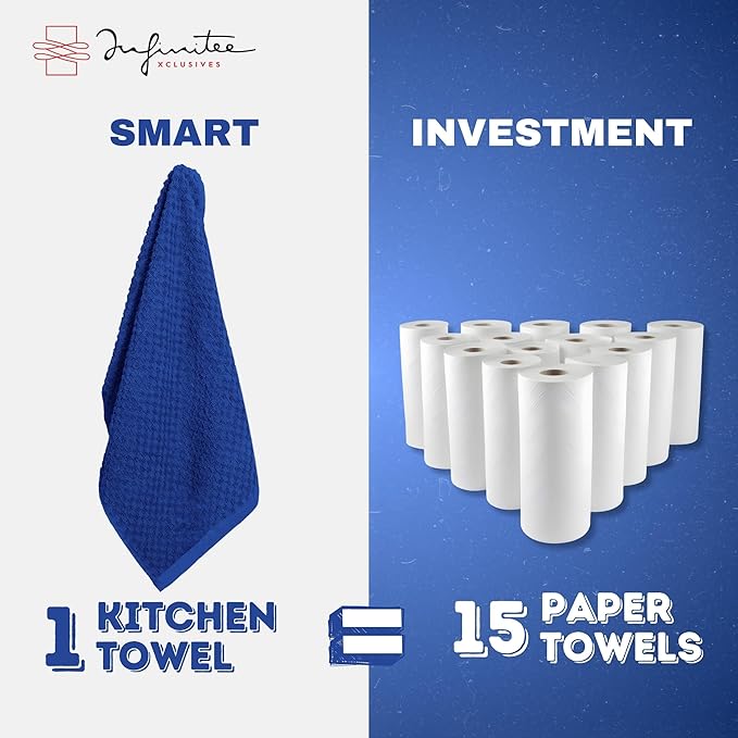 Infinitee Xclusives Premium Kitchen Towels – Pack of 3, 100% Cotton |15 x 25|