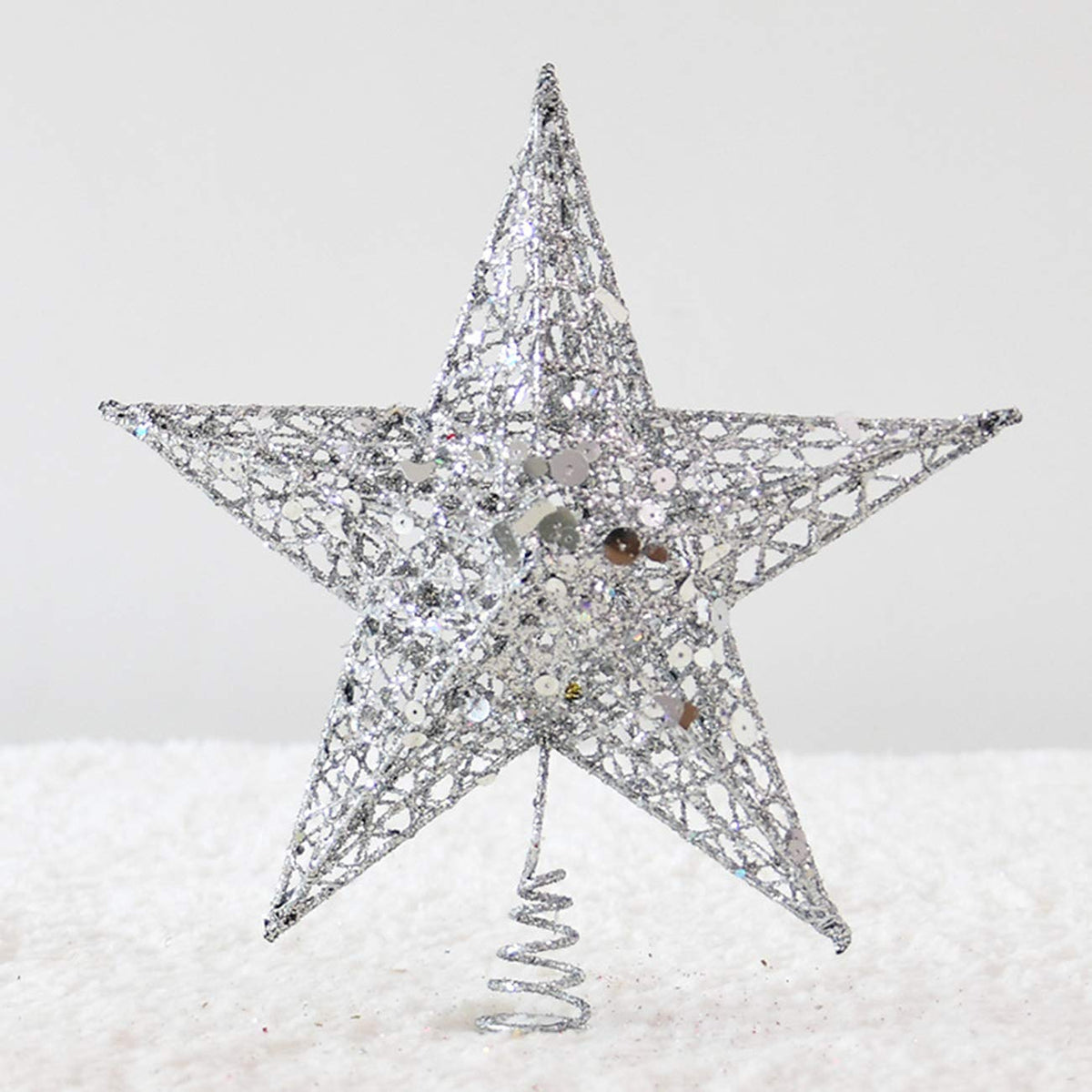 Acronde 10” Christmas Tree Topper Star Christmas Tree Decoration Indoor Party Home Decoration (Silver)