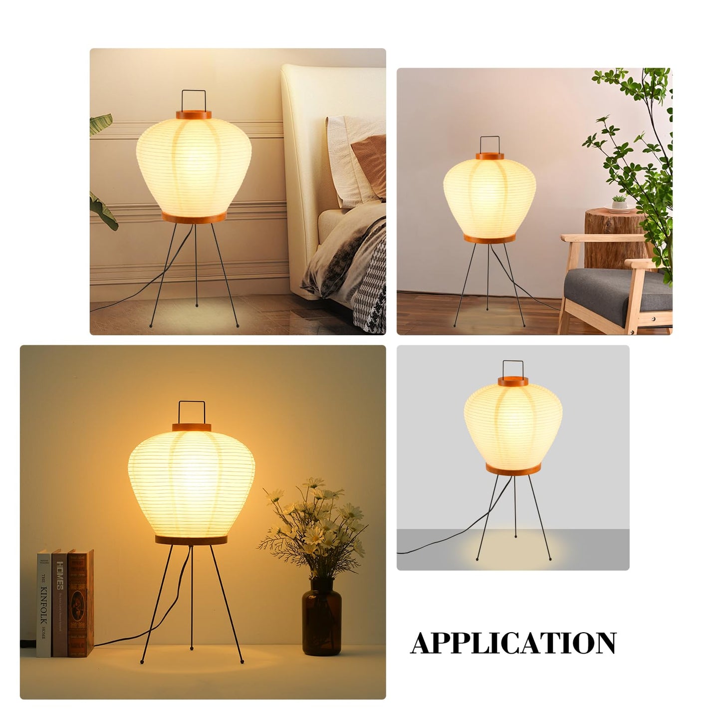 Teru Ji Kaikang 13" Rice Paper Floor Light,Nordic Design Rice Floor Lamp,Round Paper Lantern Bedside Light,Living Room Desk Lamp Bedrooms Paper Desktop Lamp