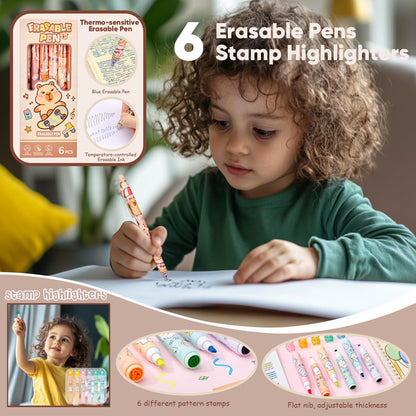 Zadoreck Cute Capybara Stationery Gift Set for Kids,30 Piece Animal Theme School Supplies Kit with Pencil Case,Notebook & Stickers,Practical and Fun for Birthday,Easter& Festivals Gift Girls Boys