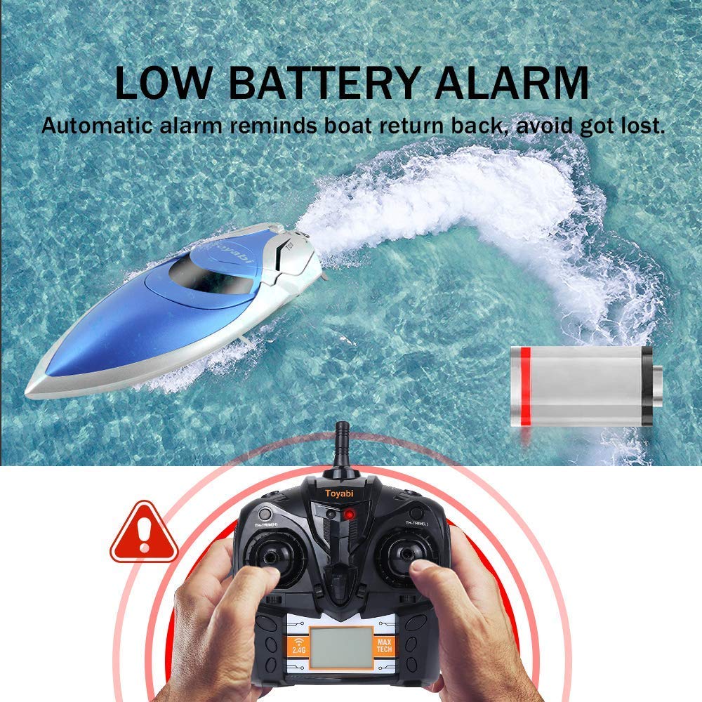 GizmoVine RC Boat, 2.4GHZ 15MPH High Speed Remote Control Boat with 2 Rechargable Batteries, Suitable for Pools/Lakes/Seaside, Double waterproof, Ship Model Gift for Adults & Kids