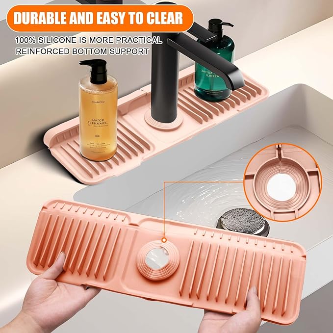 Pink Button Style Faucet Drip Catcher – Silicone Faucet Mat