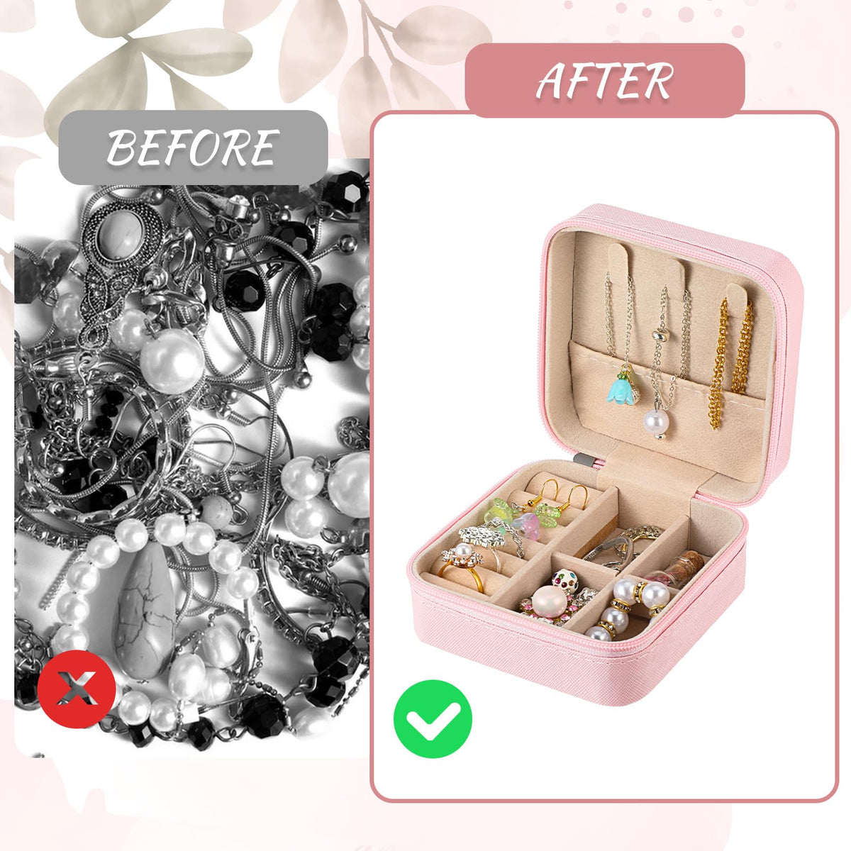SHENLIU 12 Pack Mini Pink Travel Jewelry Case Bridesmaid Proposal Gift Boxes, 3.74 x 3.74 x 1.81 inches Small Leather Portable Jewelry Earring Organizer for Women Girls Travel Accessories
