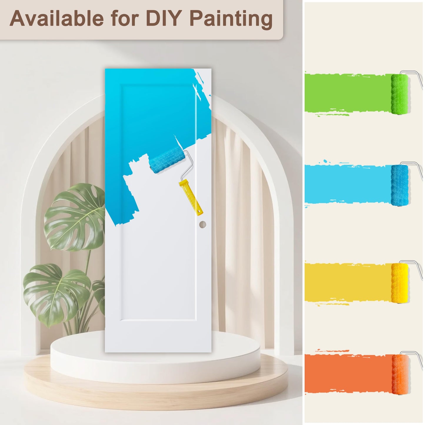 JUBEST 30"x80" Right-Hand Prehung Interior Door with Knock Down Jamb Kit & Matte Black Hinges, 1-Panel White Primed Hollow Core Molded Door Slab with Bore & Hinge Cutout, Durable & Sturdy, No Handle