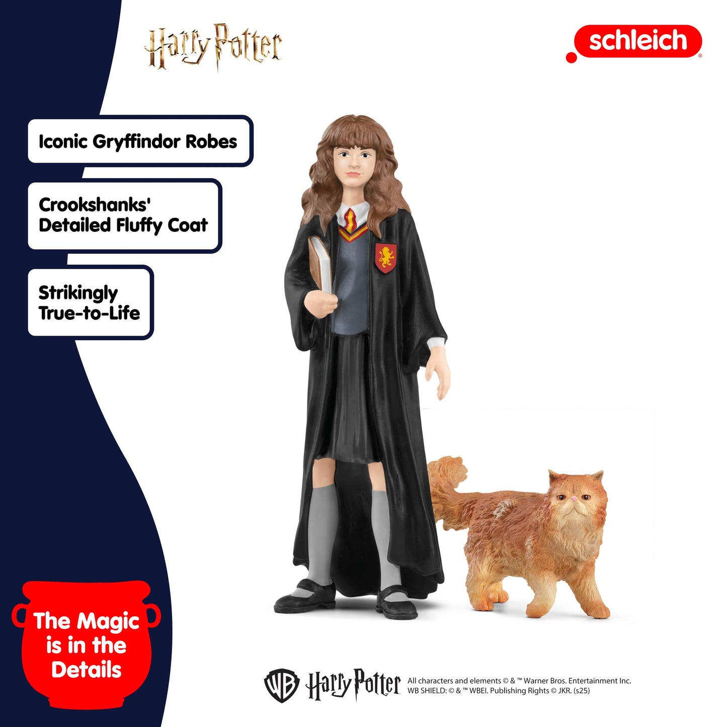Schleich Harry Potter - Hermonie and Crookshanks Cat Figurines - 2 PC Harry Potter Set - Wizarding World Collectible Figures for Kids and Adults - Toys for Ages 6+ | 42635
