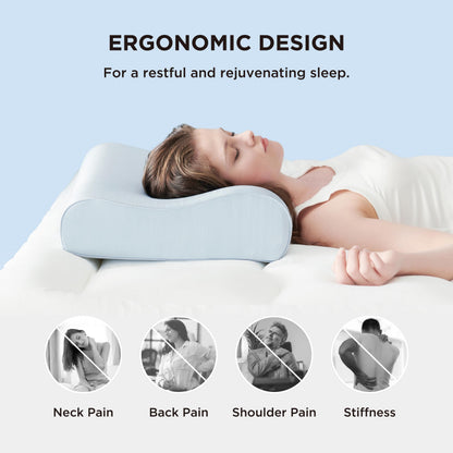Bedsure Cervical Neck Support Pillow for Sleeping, Ergonomic Odorless Memory Foam Cervical Contour Orthopedic Pillow for Neck Pain Relief, for Side, Back, Stomach Sleeper
