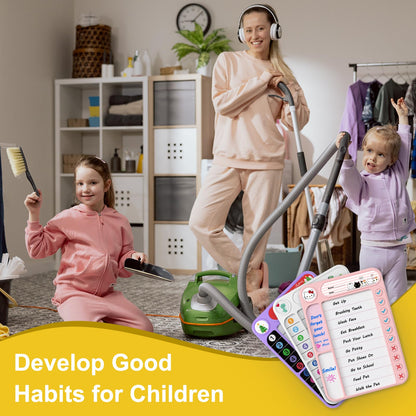 Magnetic Chore Chart for Kids, ADHD Task Tracker Easy-Check Routine Dry Erase Board, to-Do List Planning Tool with Stand for Fridge/Desk/Home/School, 6 Reusable Sheets, 2 Markers-Raw White