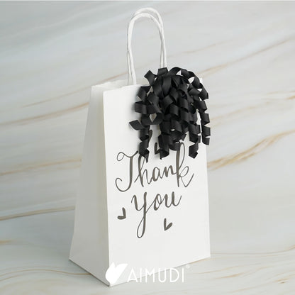 AIMUDI Black Bows 4" Black Burst Bows Self Adhesive Curly Ribbon Bows for Gift Wrapping Grosgrain Ribbon Twist Tie Bows for Treat Bags Gift Bags Christmas Wedding Party Decorations - 6 Counts
