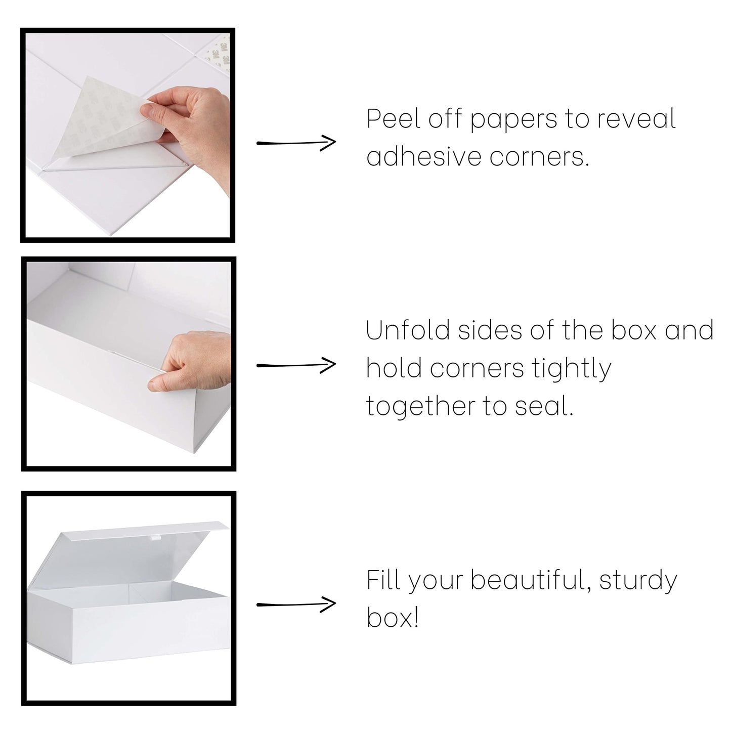Purple Q Crafts White Hard Gift Box With Magnetic Closure Lid 14" x 9" x 4" Rectangle Favor Boxes With White Glossy Finish (1 Box)