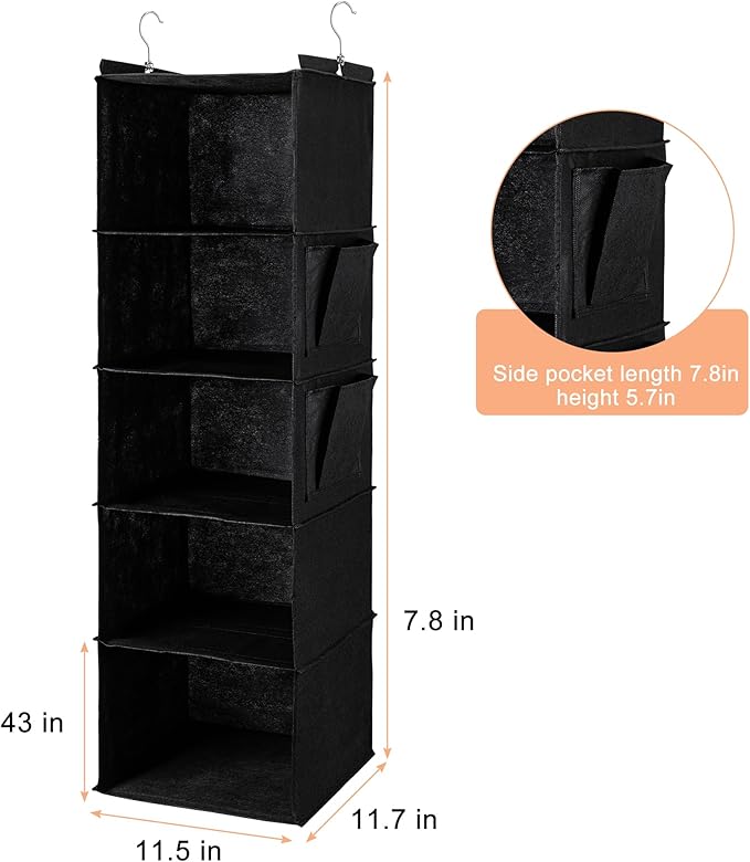 BOOMIBOO Hanging Closet Organize and Shelves，5-Hanging Shelf