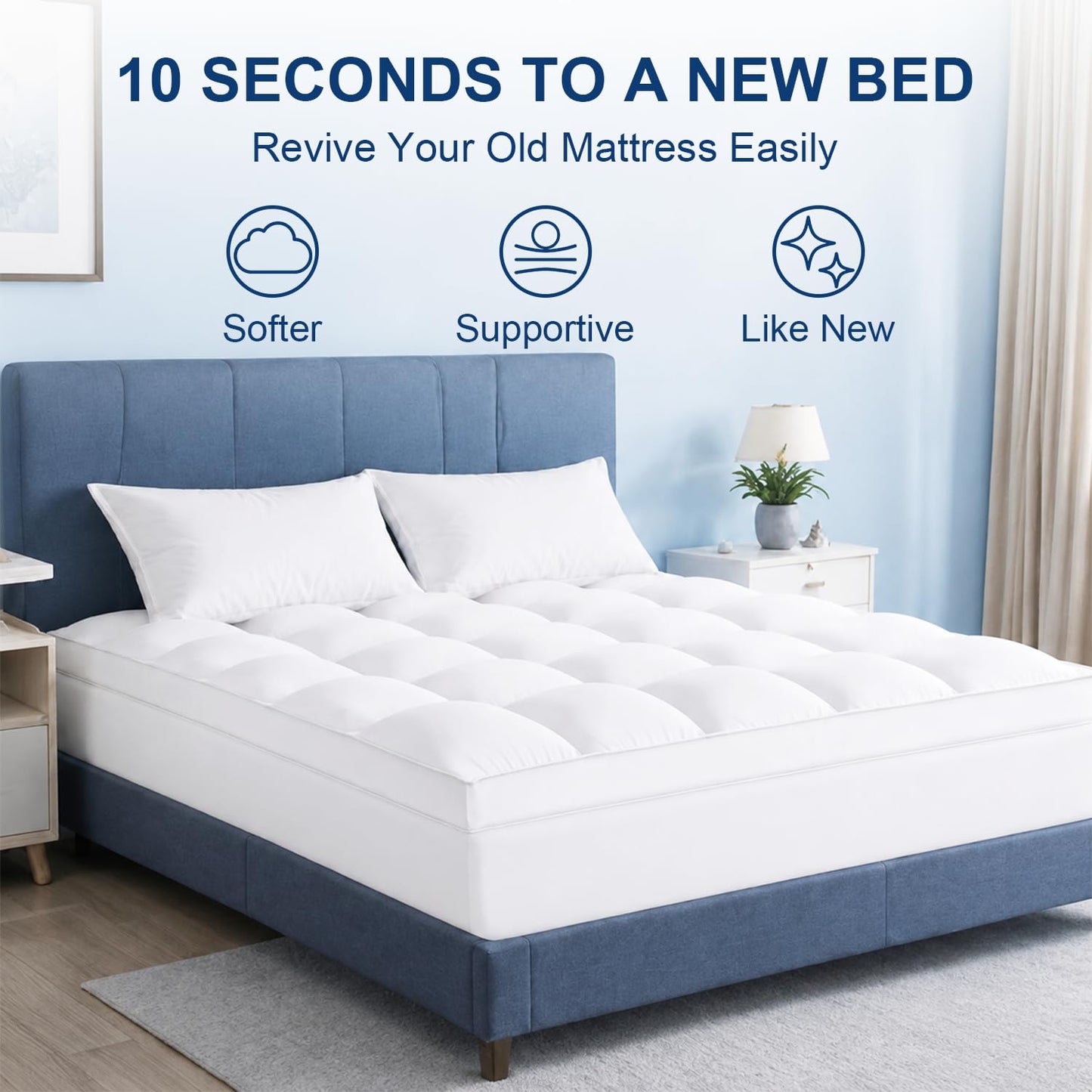 CHOKIT Queen Mattress Topper, Extra Thick Pillow Top Mattress Pad for Back Pain Relief, Cooling Bed Topper Mattress Cover with 8-21 Inch Deep Pocket