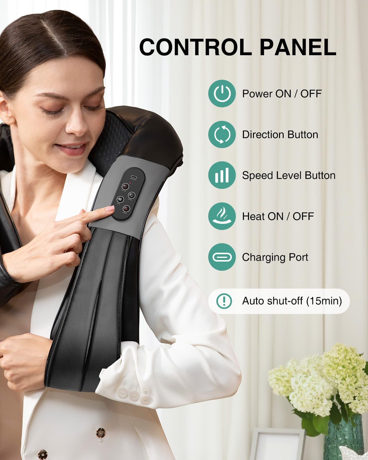 Nekteck Neck Massager for Pain Relief Deep Tissue, FSA Eligible Shiatsu Back Massager with Heating 3D Kneading Massage Pillow for Shoulder Leg Muscle, Office Home Car Use, HSA Eligible, Plug-in Use
