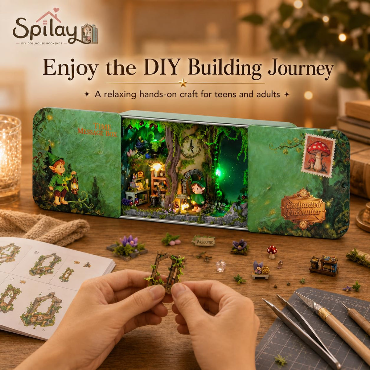 Spilay DIY Miniature House Kit for Adults, Miniature Dollhouse Kit
