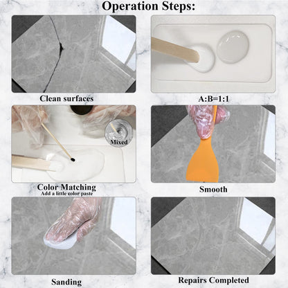 Shower Tray Repair Kit, Hupeyna Tub, Tile and Shower Repair Kit, Bathtub Repair Kit White for Chips Dents Cracks Holes Scratchs, Bath Repair Kit - More Colour Choices Available Marble Repair Kit