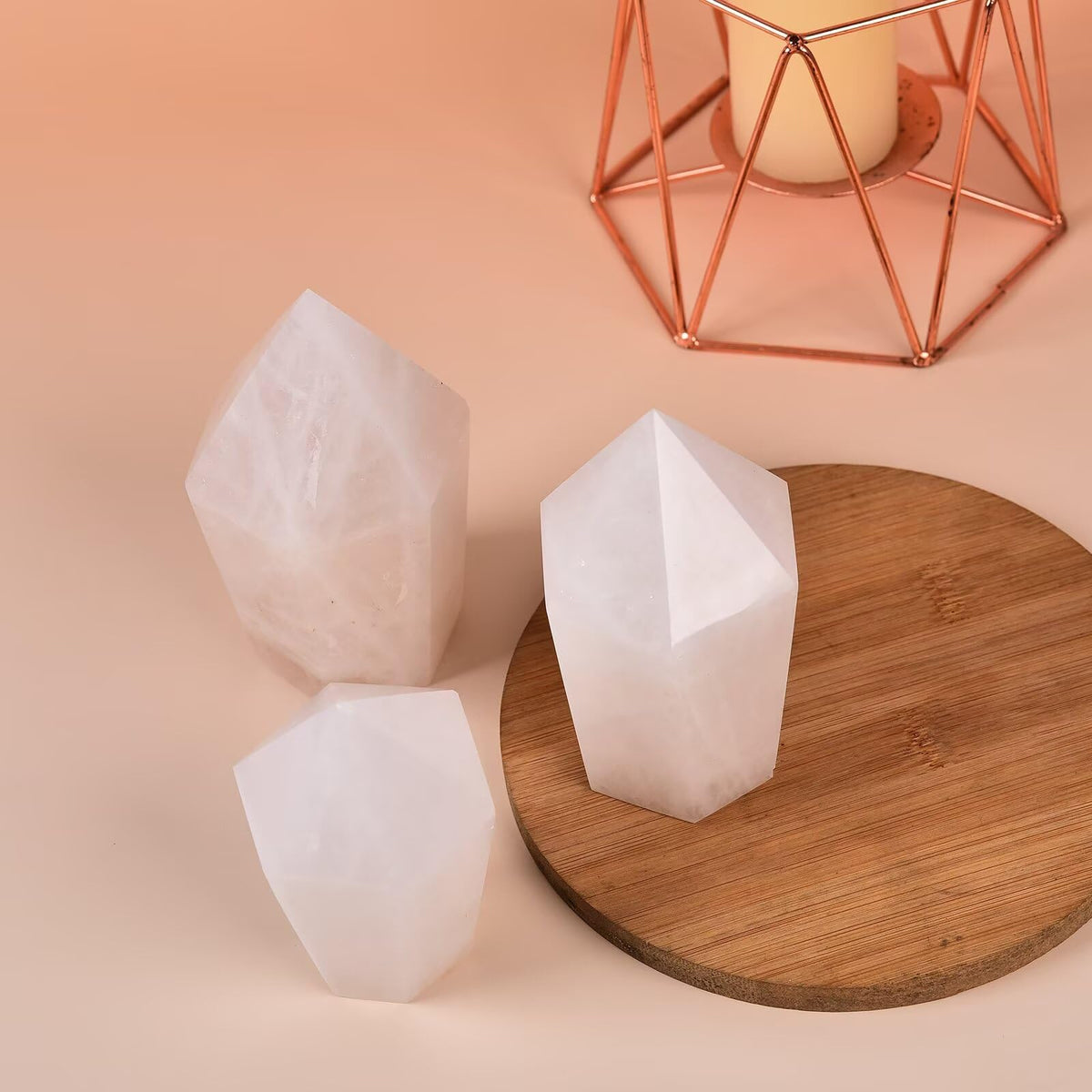 VIZYTOU White Crystal Stone Tower Obelisk Large Healing Crystal Rock Point Wand Reiki Healing Meditation Stone 2.2-2.8 LBS