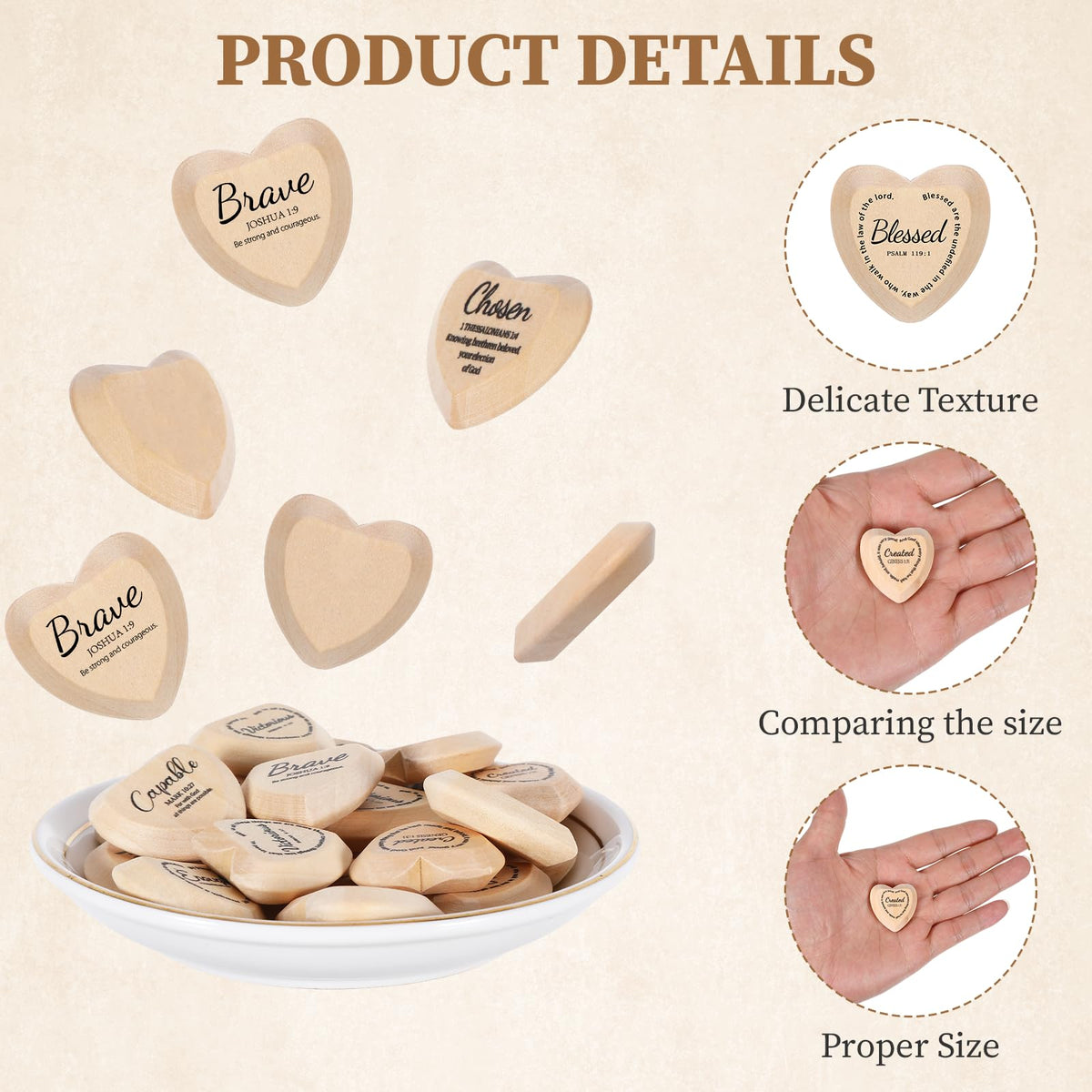 60 Set God Says You Are Inspirational Christian Gifts for Women Bulk, Religious Gifts Bulk Wooden Pocket Heart Token with Holy Encouragement Cards Prayer for Church Sunday School Women Coworker