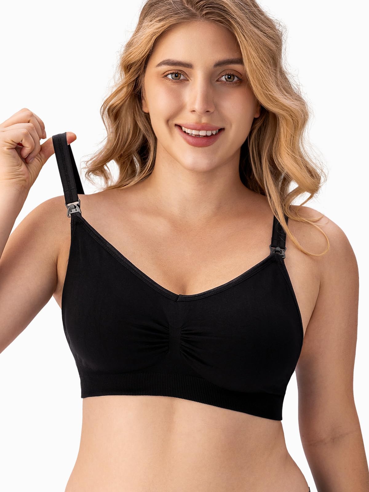 HBselect 3 Pack Women’s Nursing Bra Wireless Seamless Maternity Bra Breastfeeding Bras Bralette with Removable Bra Pads Extenders