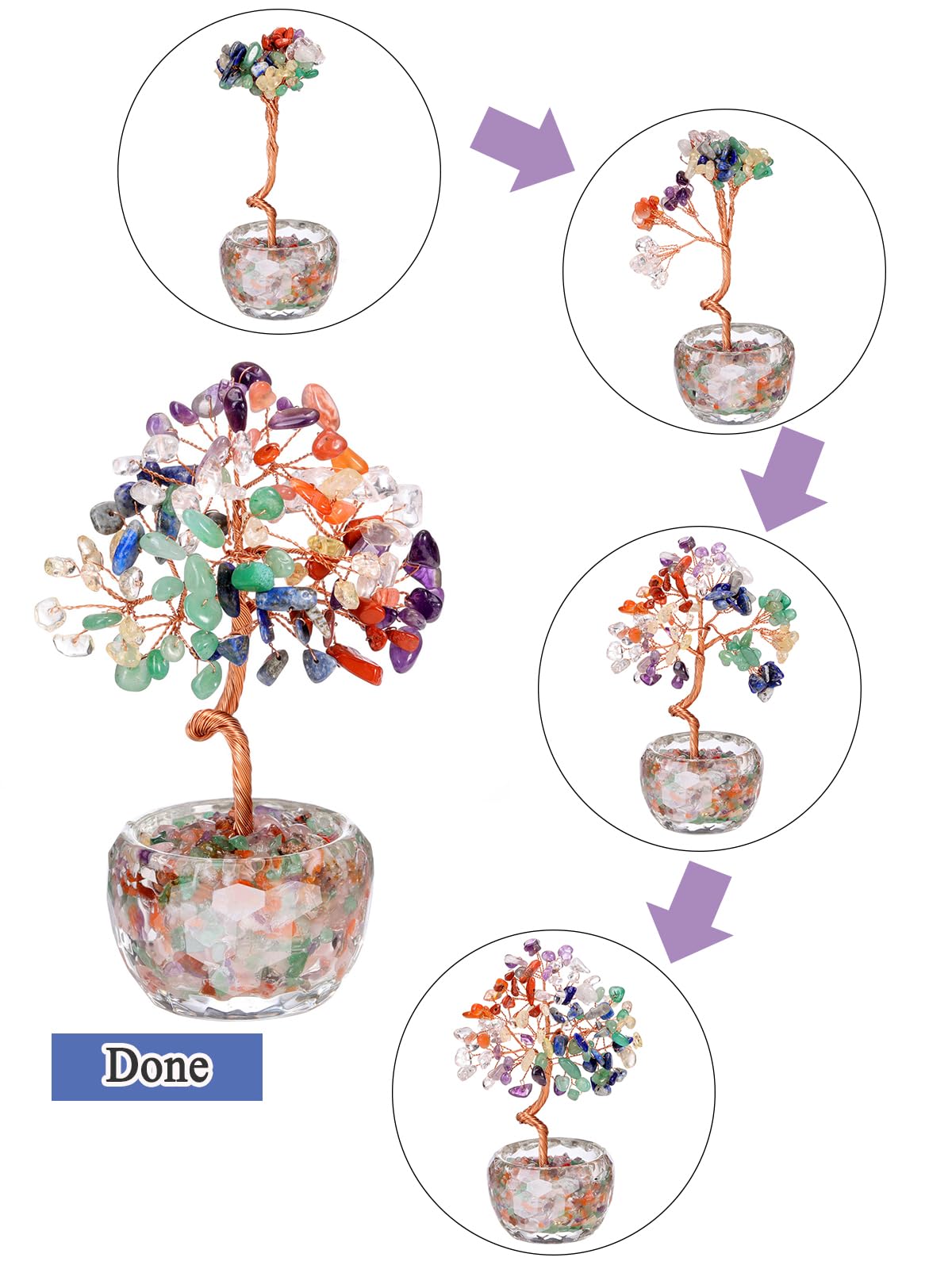 Jovivi Amethyst Crystal Trees,Natural Gemstone Amethyst Bonsai Money Tree of Life Purple Healing Crystals Home Office Desk Decor for Women Birthday Gifts
