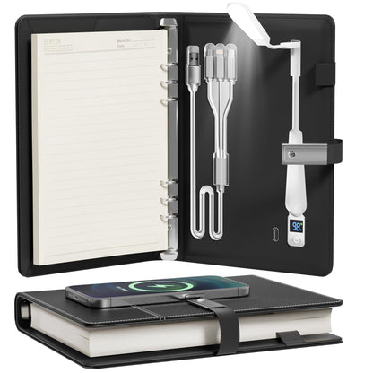 Electmagic 2026 Planner,Personalized Notebook with Power Bank &15W Wireless Charger,Travelers Notebook with Light, Refillable Notebook,Professional Notebook for School.