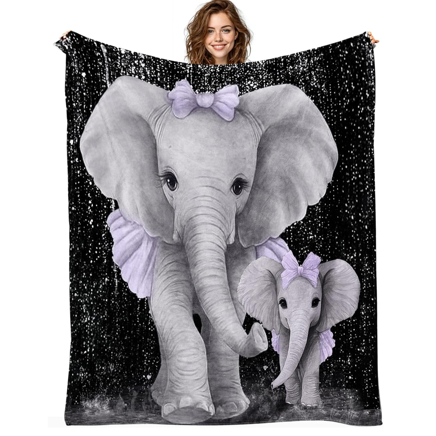 Elephant Blanket Elephant Fleece Throw Blanket Super Soft Fuzzy Plush Cozy Warm Elephants Decor Stuffed Bedding Blankets Gift for Boys Girls Men Women Kids & Adult 50"x40"
