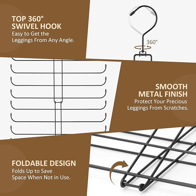 ZEDODIER Legging Organizer for Closet Hanging, Rotatable Yoga Pants Hanger for