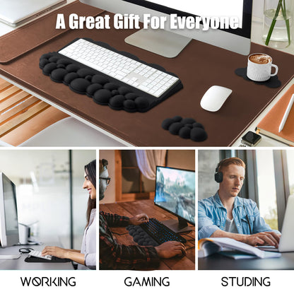 Ergonomic Wrist Rest for Keyboard and Mouse, Soft Memory Foam Cloud Keyboard Stand Pad with Wrist Rest Set with Non-Slip Silicone Base, Easy Typing, Pain Relief, Comfort for Office, Work, Gaming Black