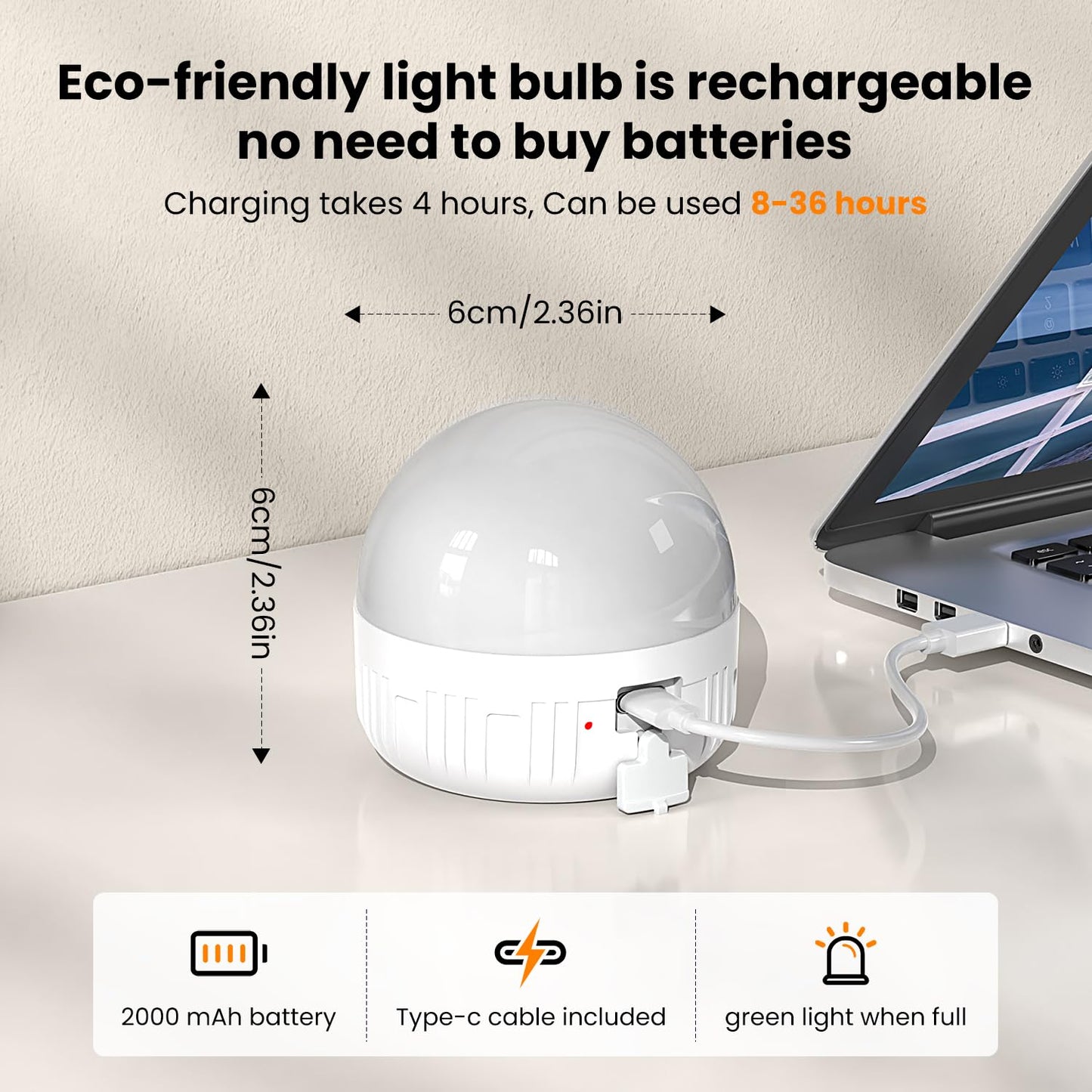LGMCF Rechargeable Light Bulb, E14 Dimmable Light Bulb with Magnetic Base Detachable, 3 Color 6W Portable Battery Operated Bulbs with Remote Control & Timer for Non Hardwired Lamps, Emergency, 2 Pack