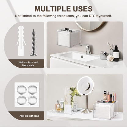 TAINESS Disposable Facial Towels Storage Box - Acrylic Container Compatible With Clean Skin Club Clean Towel XL - Wall-Mounted Makeup Organizer With Drawer Valentine's Day Gifts