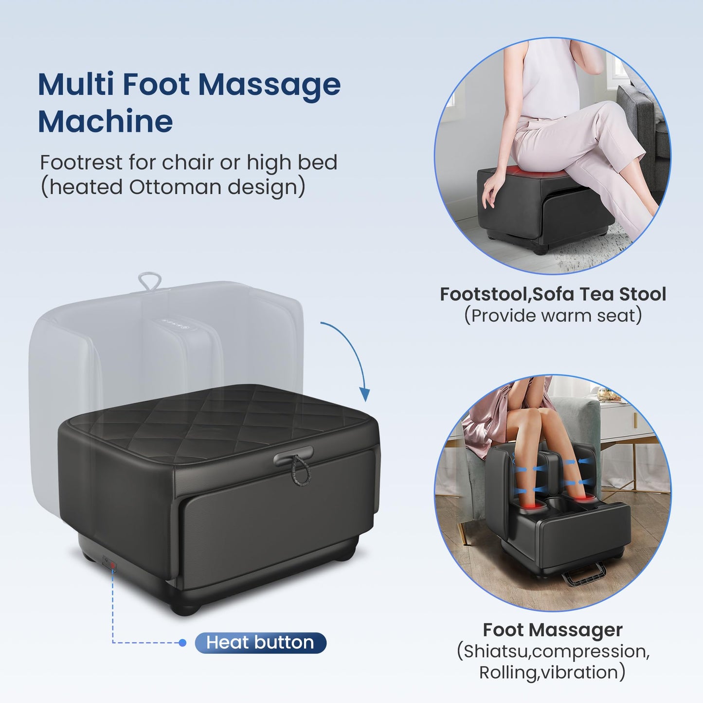 COMFIER 2 in 1 FSA Foot Massager Machine,HSA Shiatsu Foot and Calf Massager with Heat,Kneading,Vibration,Compression Massagers for Feet Health,Plantar Fasclitis,Father‘s Day Gift for Dad