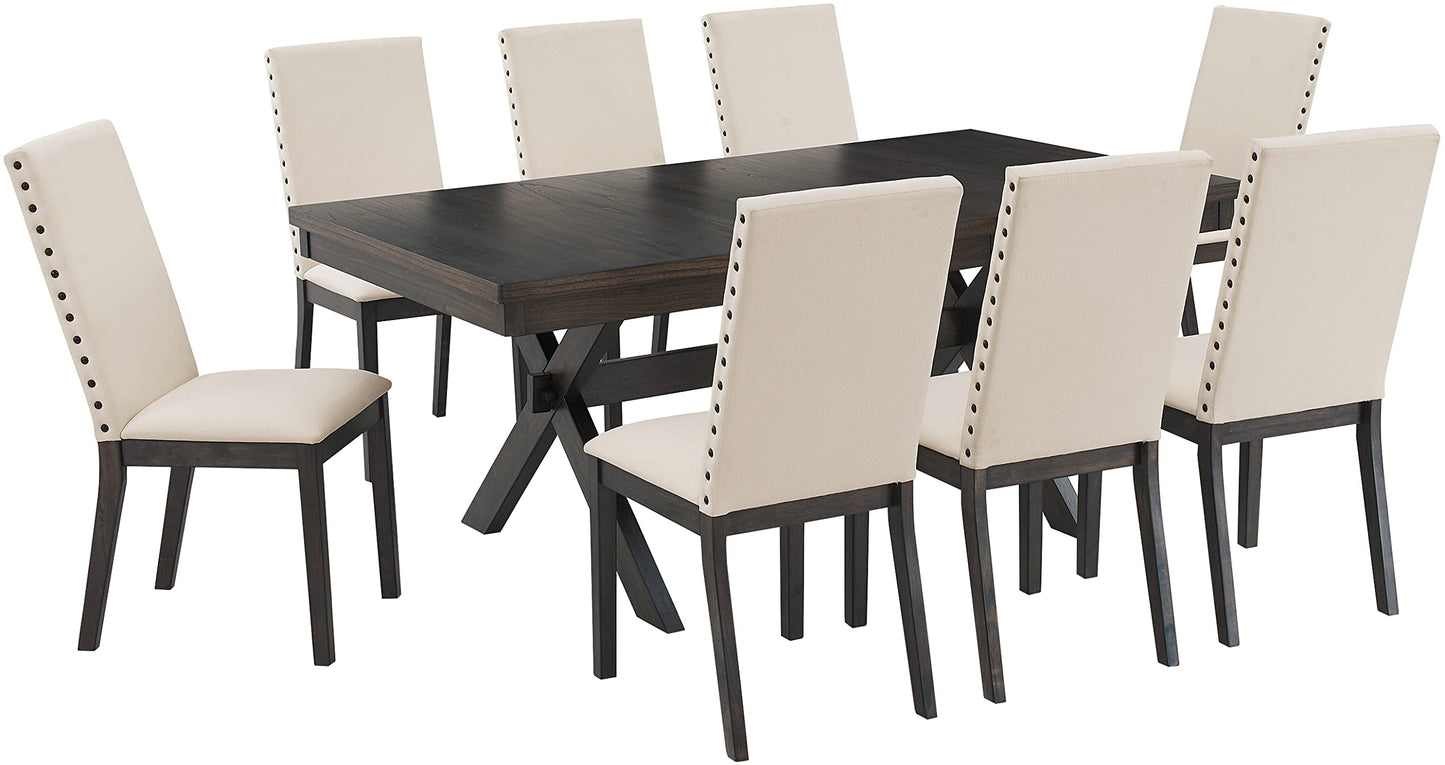 Crosley Furniture Hayden 9-Piece Modern Farmhouse Dining Table Set for 8 with Parsons Chairs, Slate