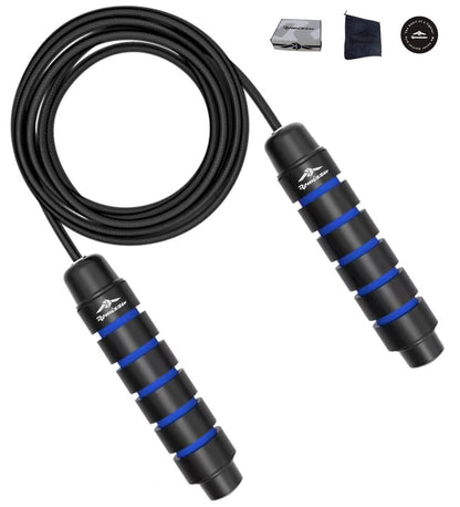 Romizzu Adjustable Speed Jump Rope for Boxing and Fitness, Tangle Free Steel Cable with Ball Bearings, Ergonomic Foam Handles, Includes Towel and Gift Box, Ideal for MMA Gym and Home Training