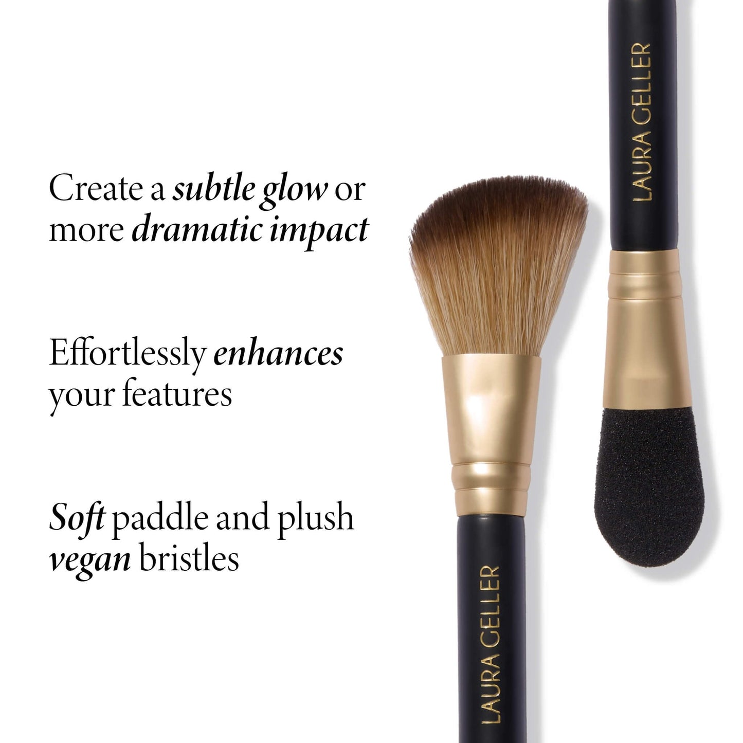 LAURA GELLER NEW YORK Retractable Black Kabuki Brush for Liquid, Cream and Powder Face Makeup With Aluminum Handle