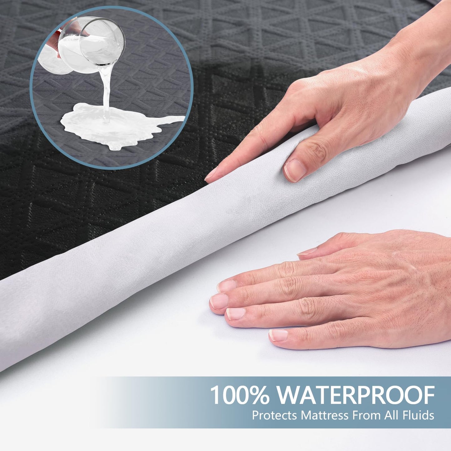 Premium Waterproof Mattress Protector California King Size, Breathable Bed Cover 3D Air Fabric Cooling Mattress Pad Cover Smooth Soft Noiseless Washable, 8''-21'' Deep Pocket (Gray)