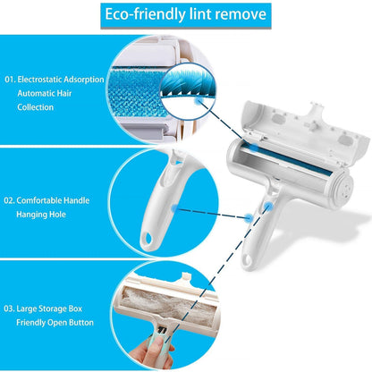 ACE2ACE Pet Hair Remover Roller, Reusable Animal Hair Removal Brush for Dogs and Cats, Easy to Clean Fixed Areas Pet Fur from Carpet, Furniture, Rugs, Stairs, Bedding and Sofa
