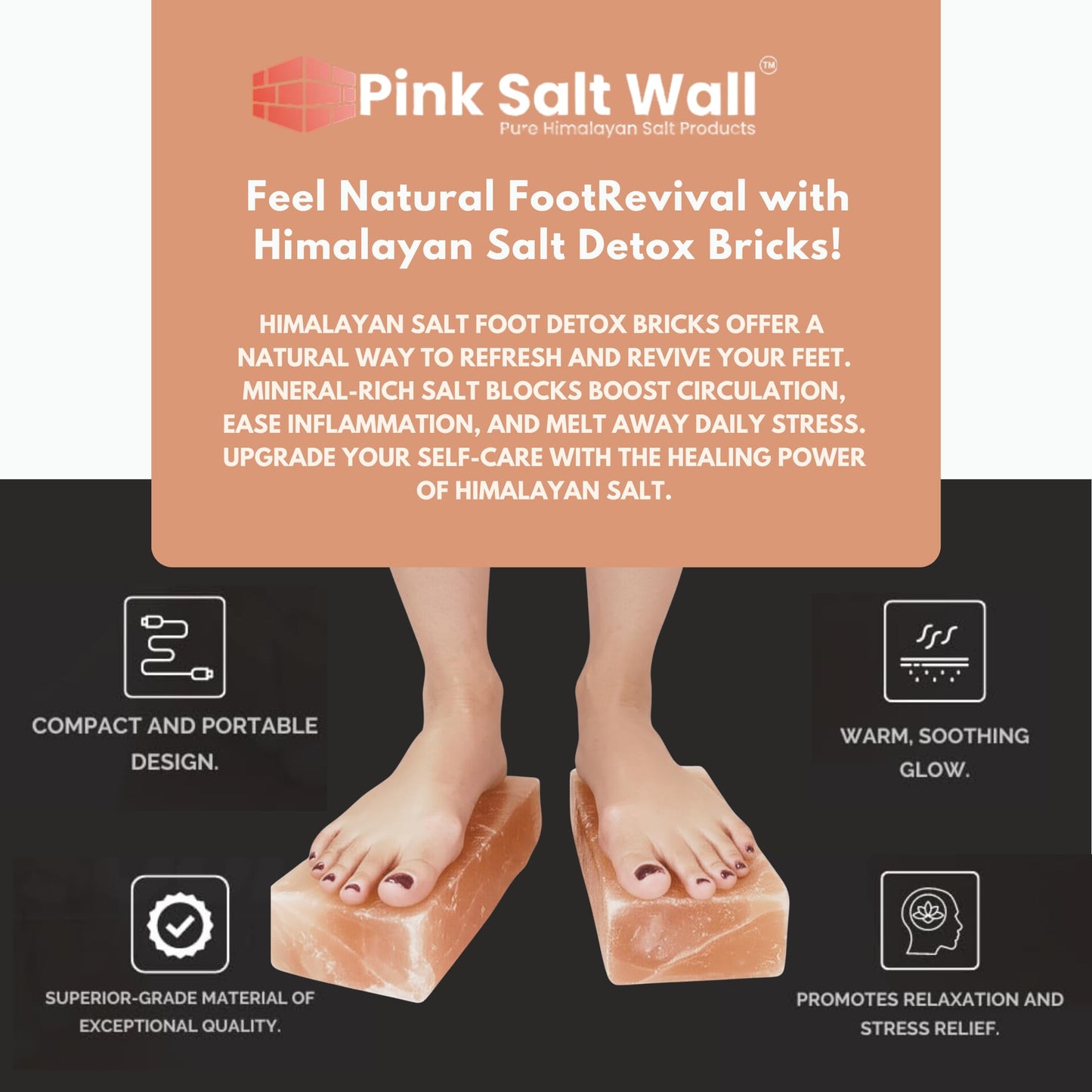 Himalayan Salt Foot Bricks Pair of Natural Pink Salt Blocks for Feet, Rest & Spa Stones Natural Salt Block, Salt Brick for Foot Soak, Relaxation & Odor Neutralizer