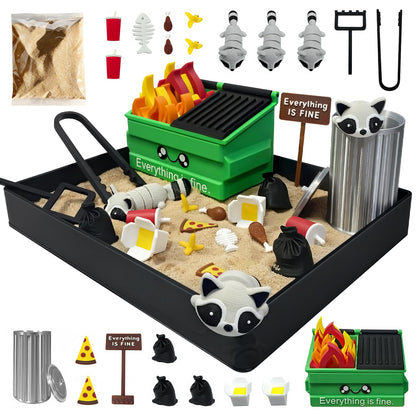 Estairkas Dumpster Fire Zen Garden for Desk Decor, Funny Desk Accessories Zen Garden Kit, Office Mini Garbage Fire Coworker Gifts for Birthday, Friends, Stress Relief Sandbox