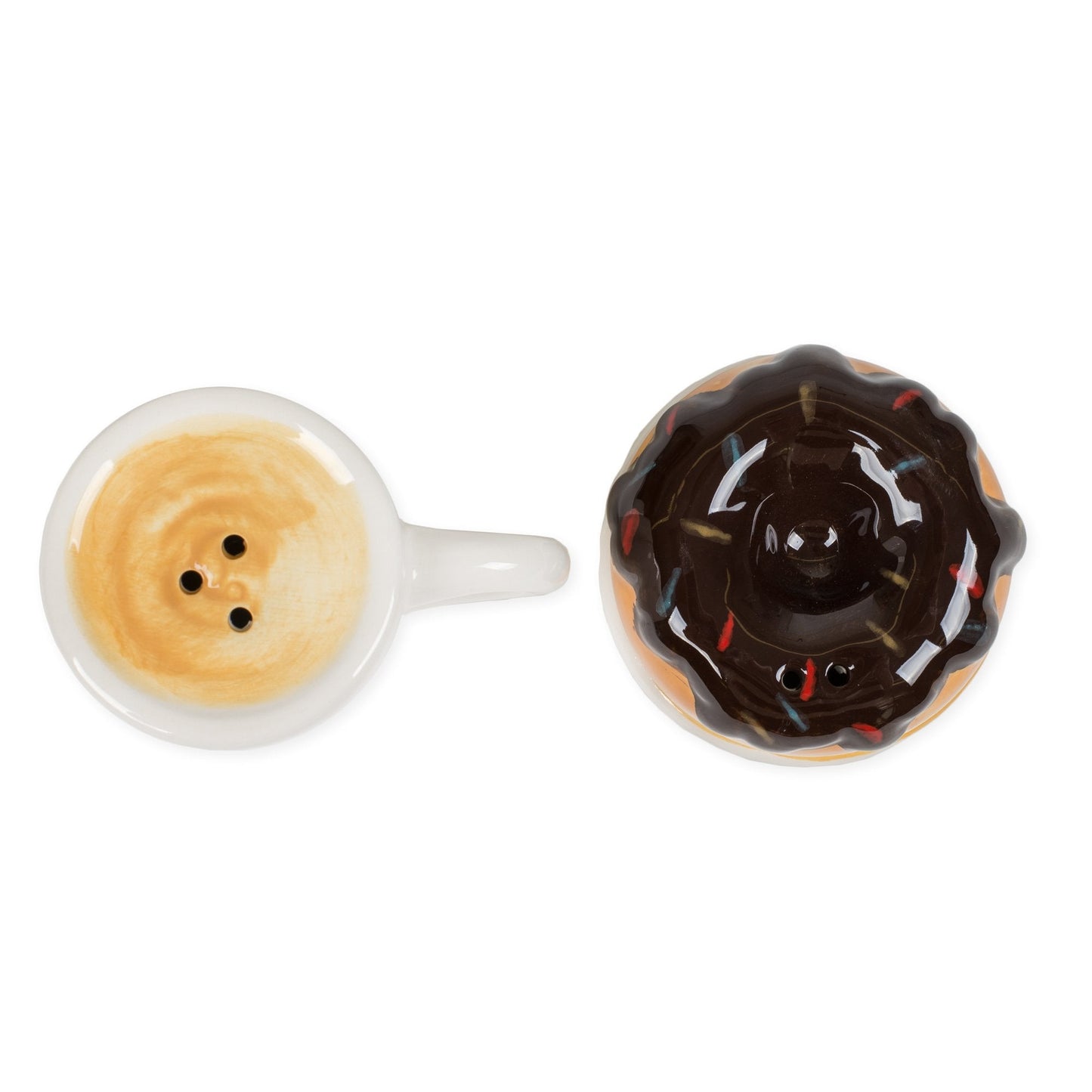 Hot Coffee and Donut Ceramic Salt and Pepper Shakers