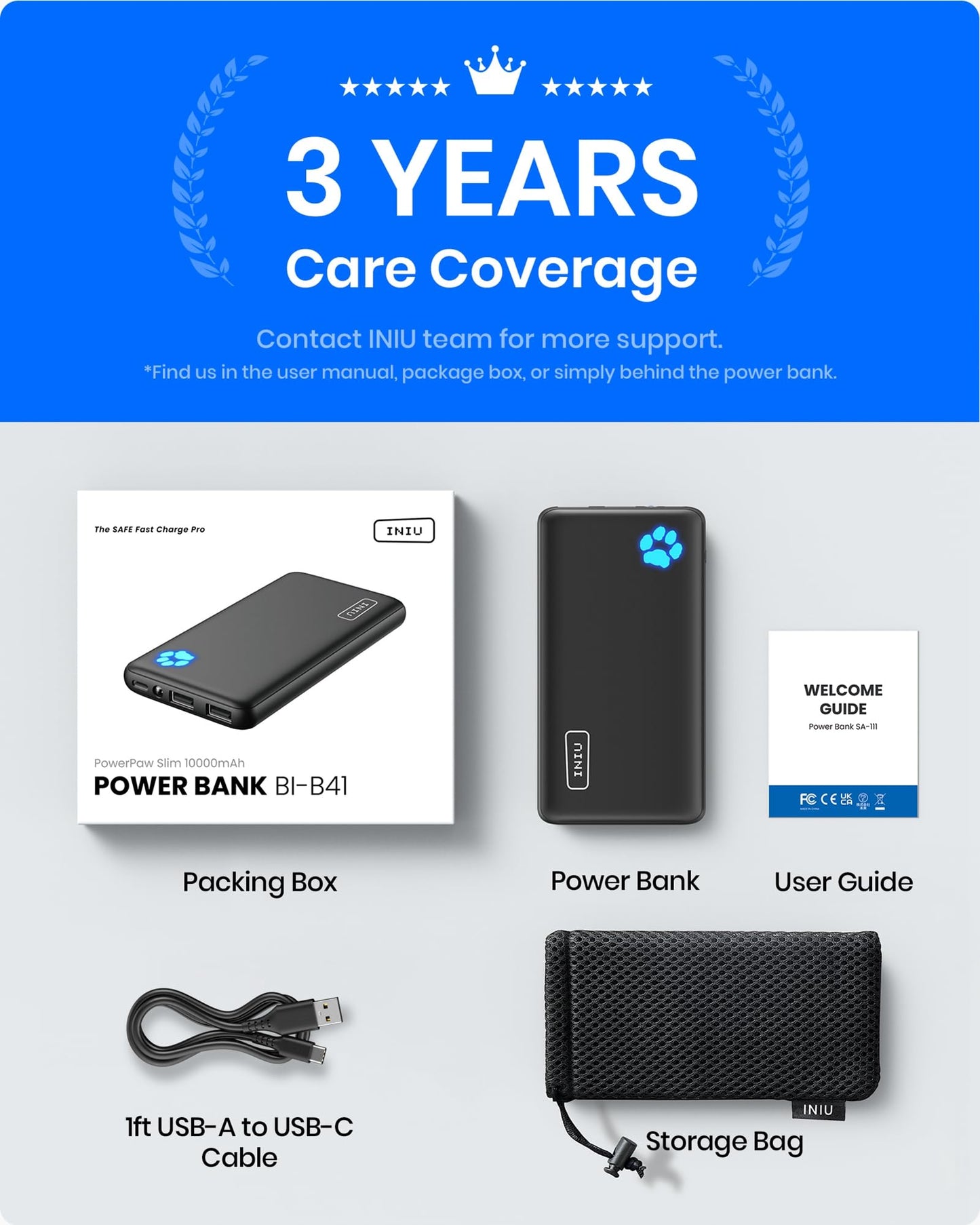 INIU Power Bank, Portable Charger 10000mAh Slimmest & Lightest High-Speed USB C Input & Output, PowerBank Triple 3A Phone Battery Pack for iPhone 17 16 15 14 Plus Pro Max Mini Samsung Xiaomi iPad