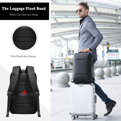 FANDARE Laptop Backpack Business Anti-theft Daypacks Travel Large Backpack with USB Charging Port Waterproof College School Computer Bag Bookbag for Women & Men Fits 15.6 Inch Notebook Black