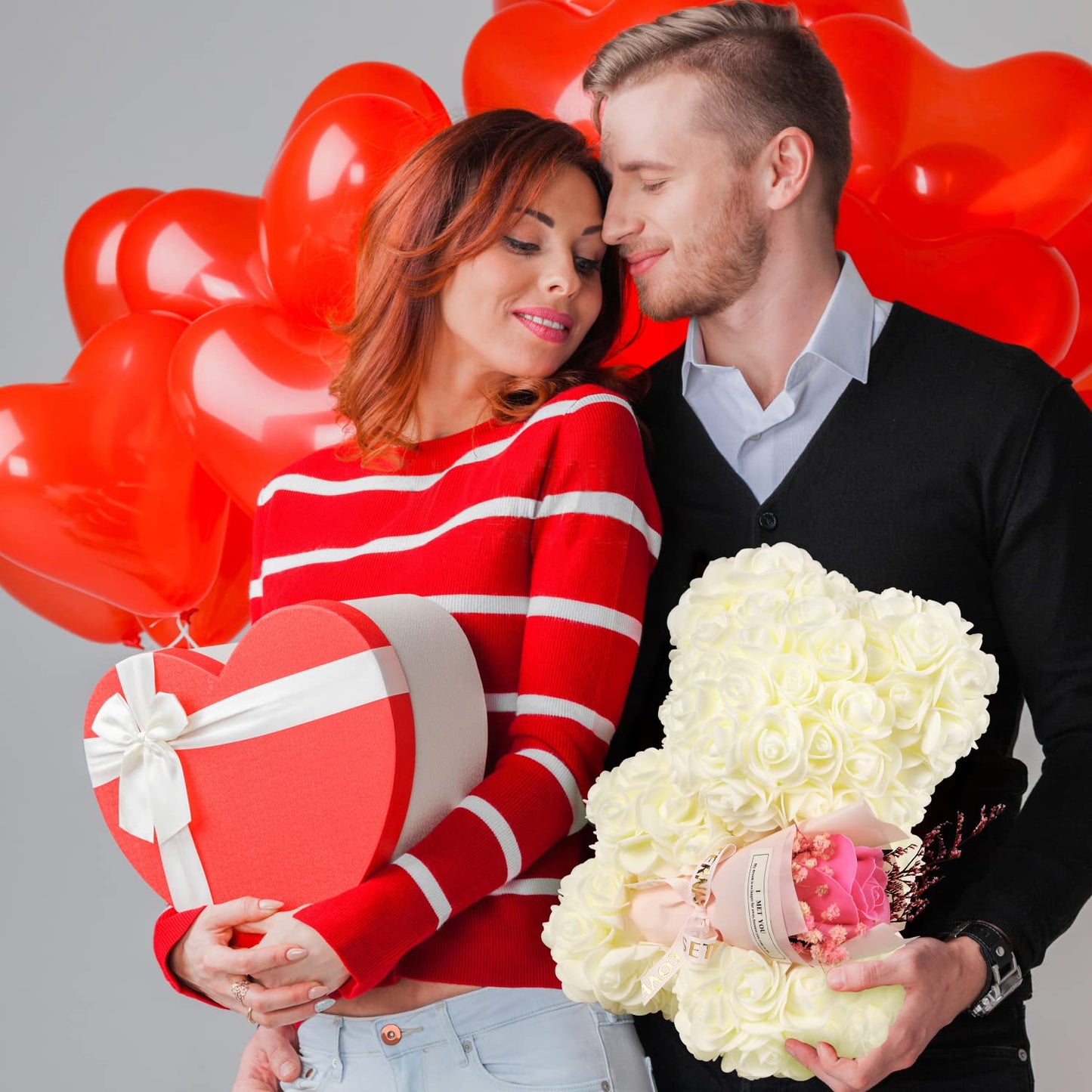 Valentines Day Gifts for Her Rose Bear for Women, Artificial Rose Teddy Bear Birthday Bouquet, Mother's Day Rose Gift, Perfect for Wife, Mom, Grandma (Rose Red)