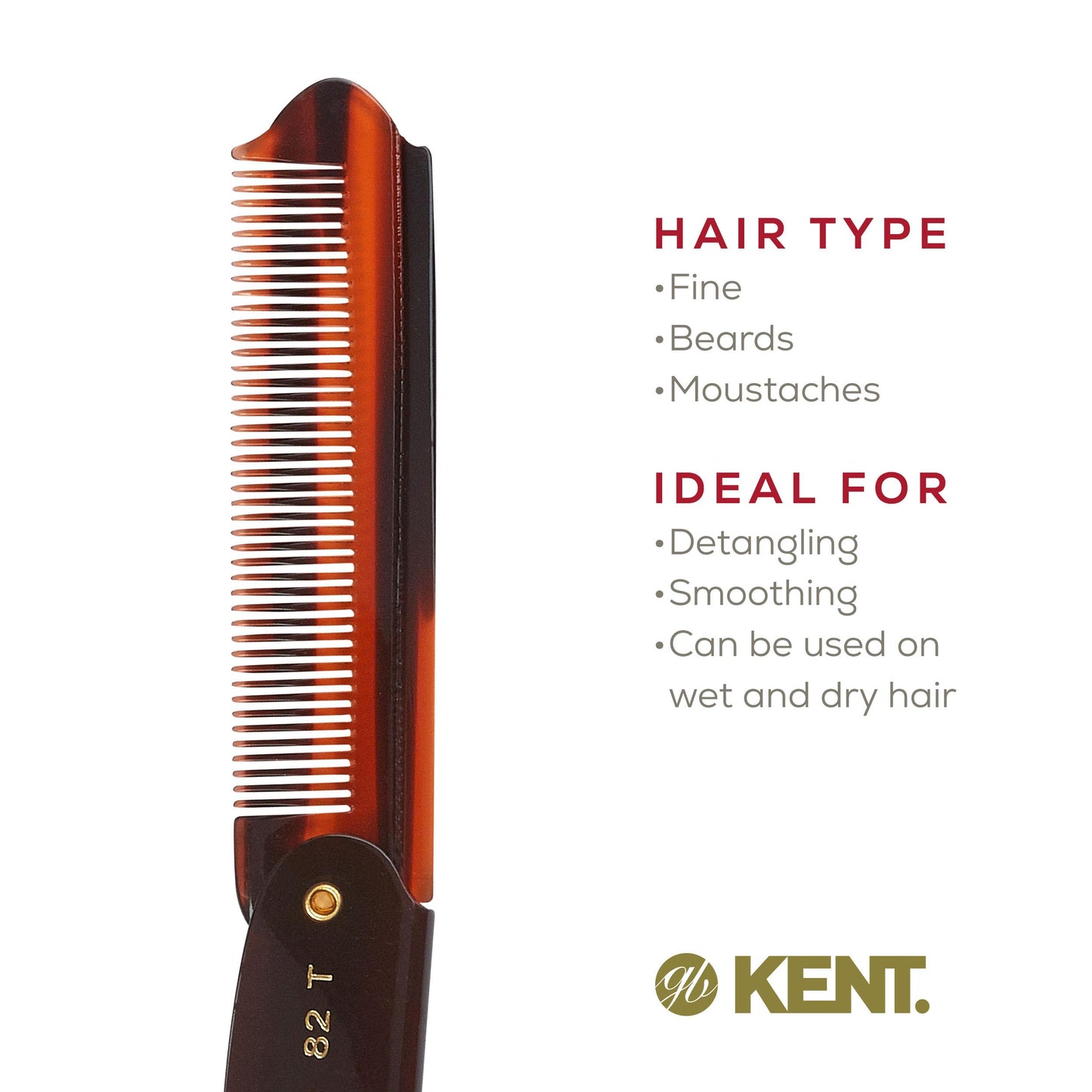 Kent Brushes Handmade Combs Large Folding Pocket Comb for Men