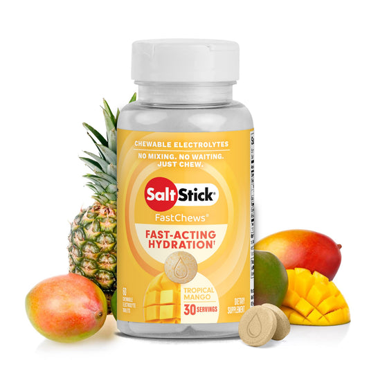SaltStick Electrolyte FastChews - Tropical Mango Chewable Electrolyte Tablets - Salt Tablets for Runners, Electrolyte Chews for Hydration - 60 Count